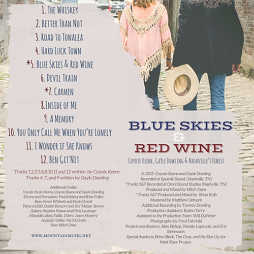 Back Cover of Blue Skies & Red Wine